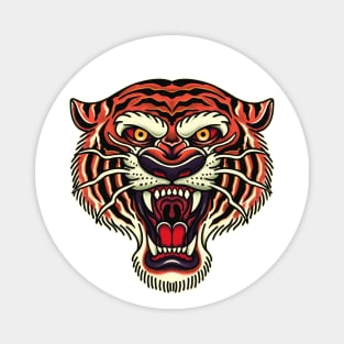 Old School Tattoo Style Tiger Head Magnet